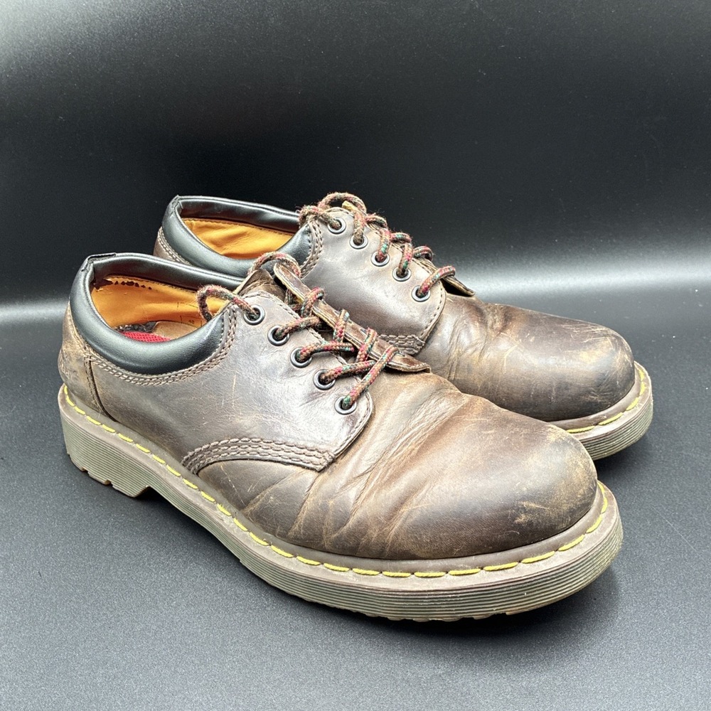 Dr Martens 8053 Brown Crazy Horse Leather Padded Collar Oxford Shoes Mens Sz 11